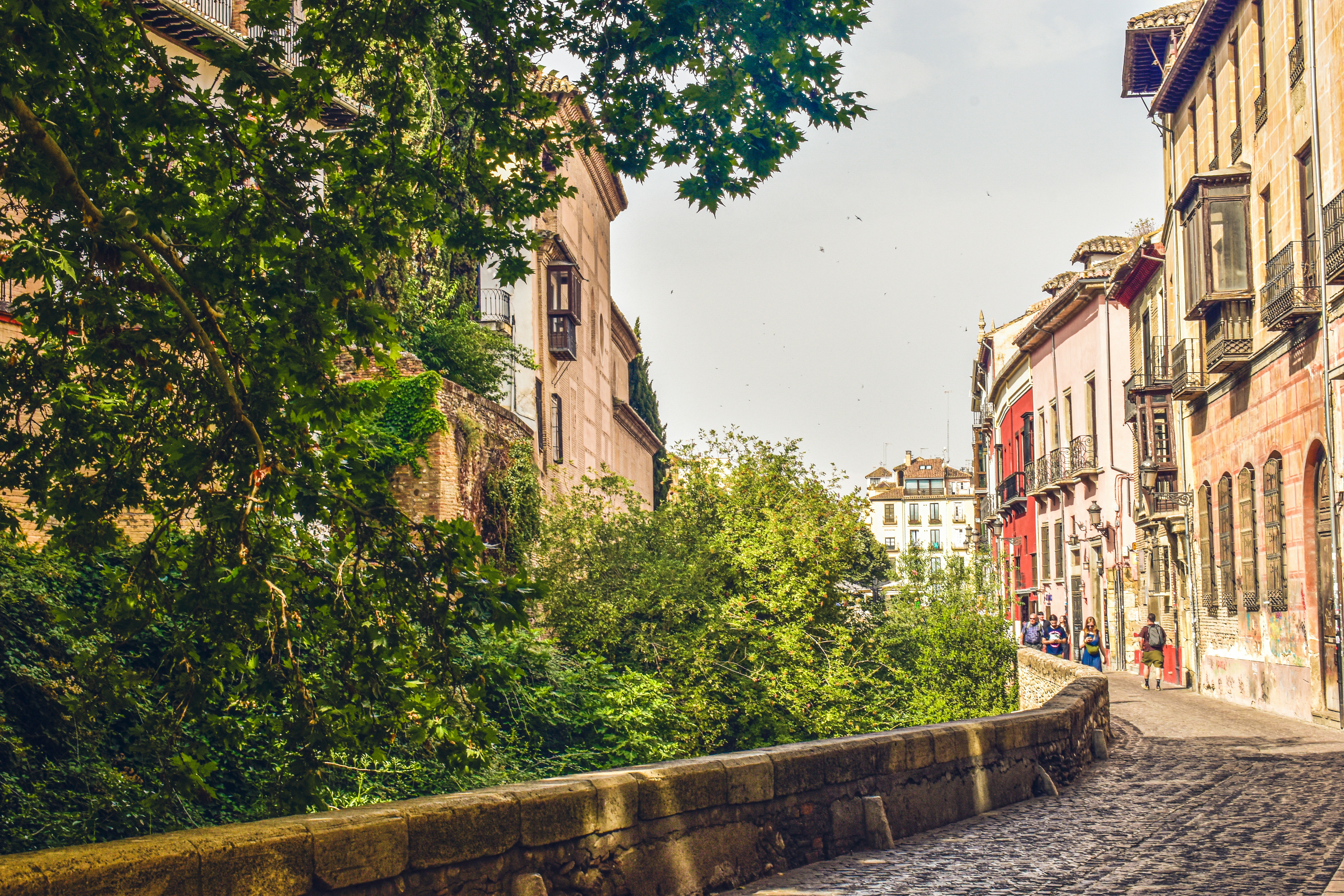 A cobblestone street in a european city