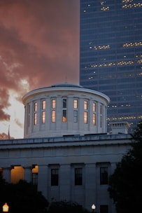A very tall building with a dome on top of it