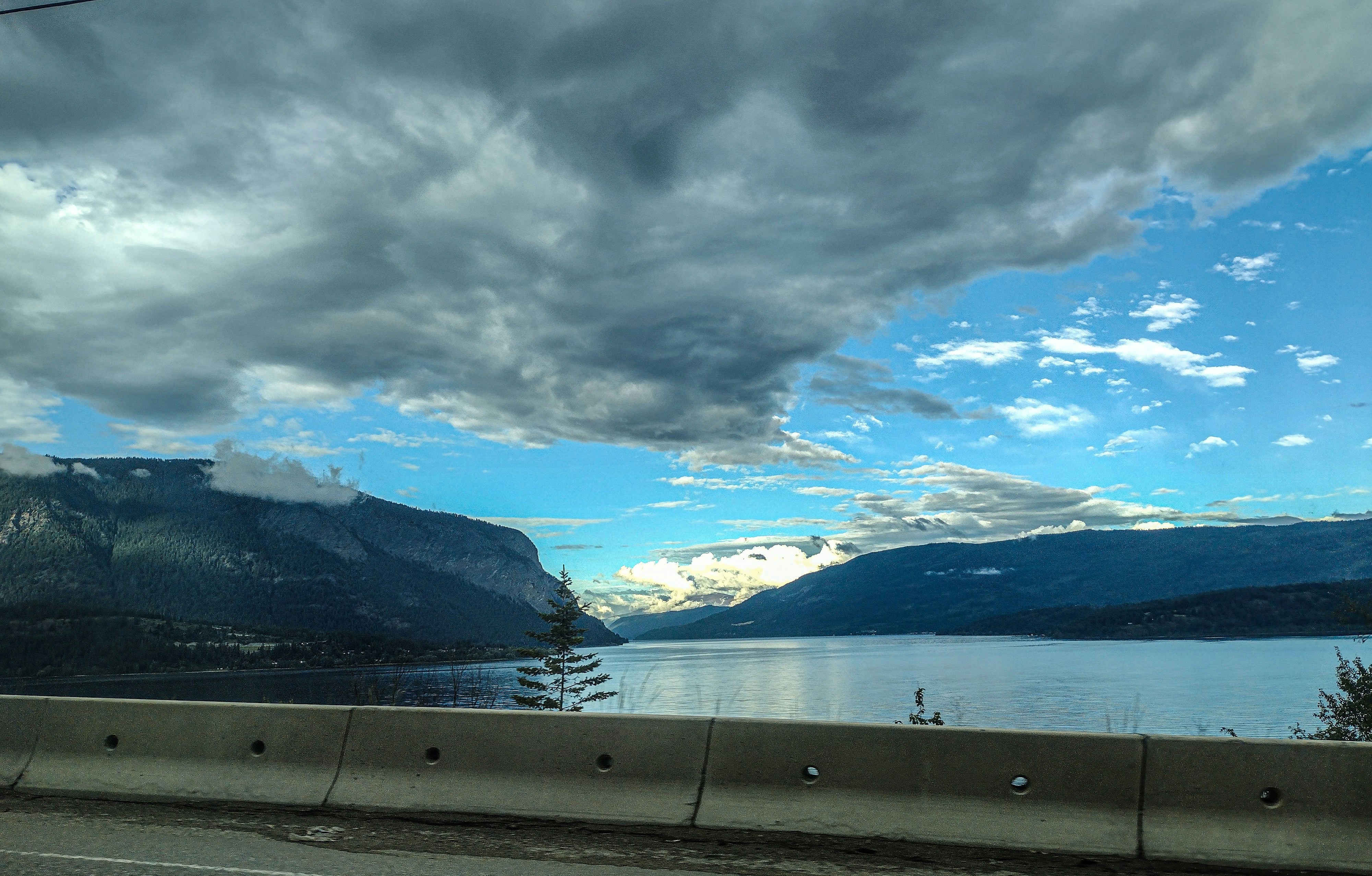 A view of a body of water from a highway
