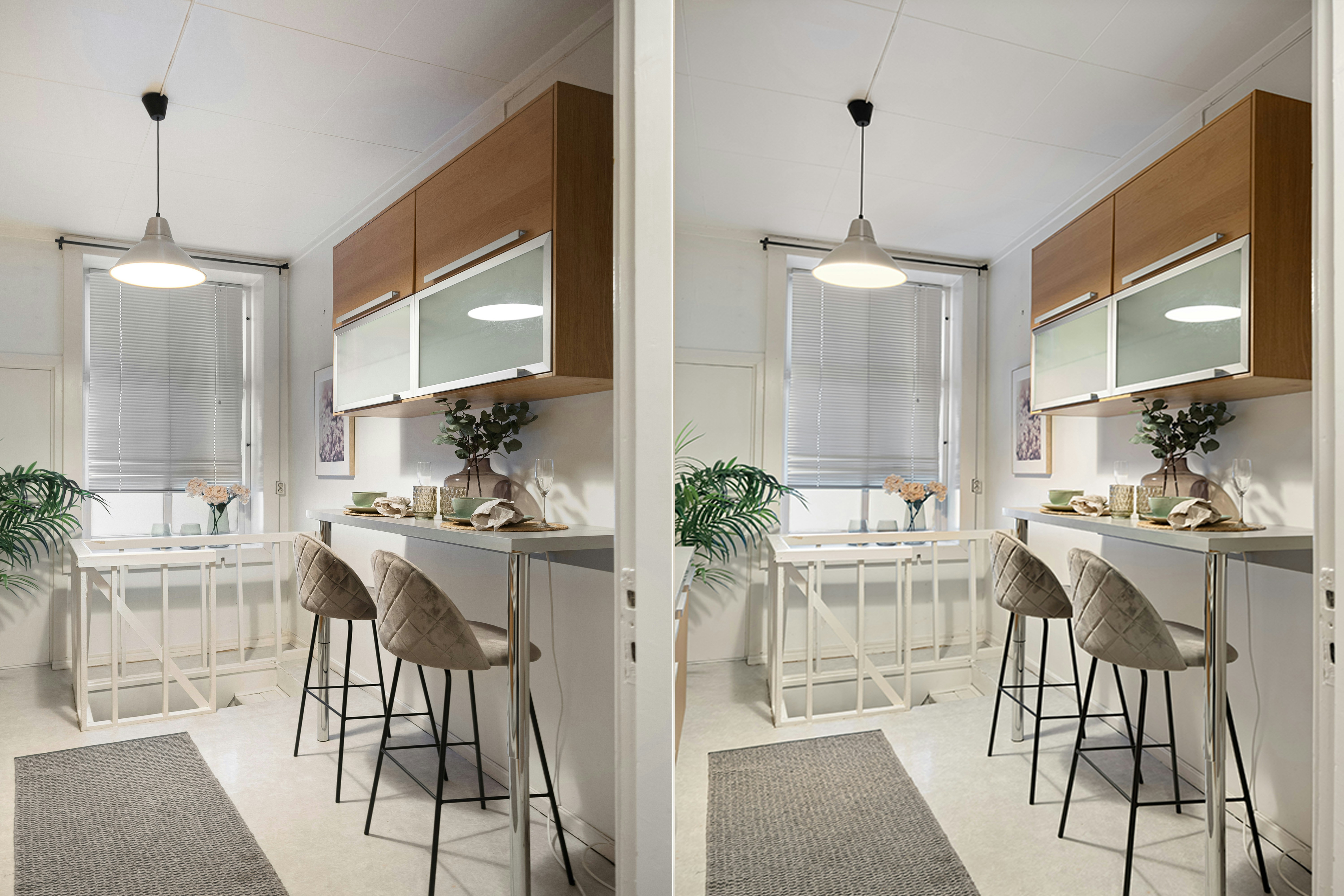 comparison of open-concept kitchen and traditional separate-room layout - 1800 sq ft apartment floor plan