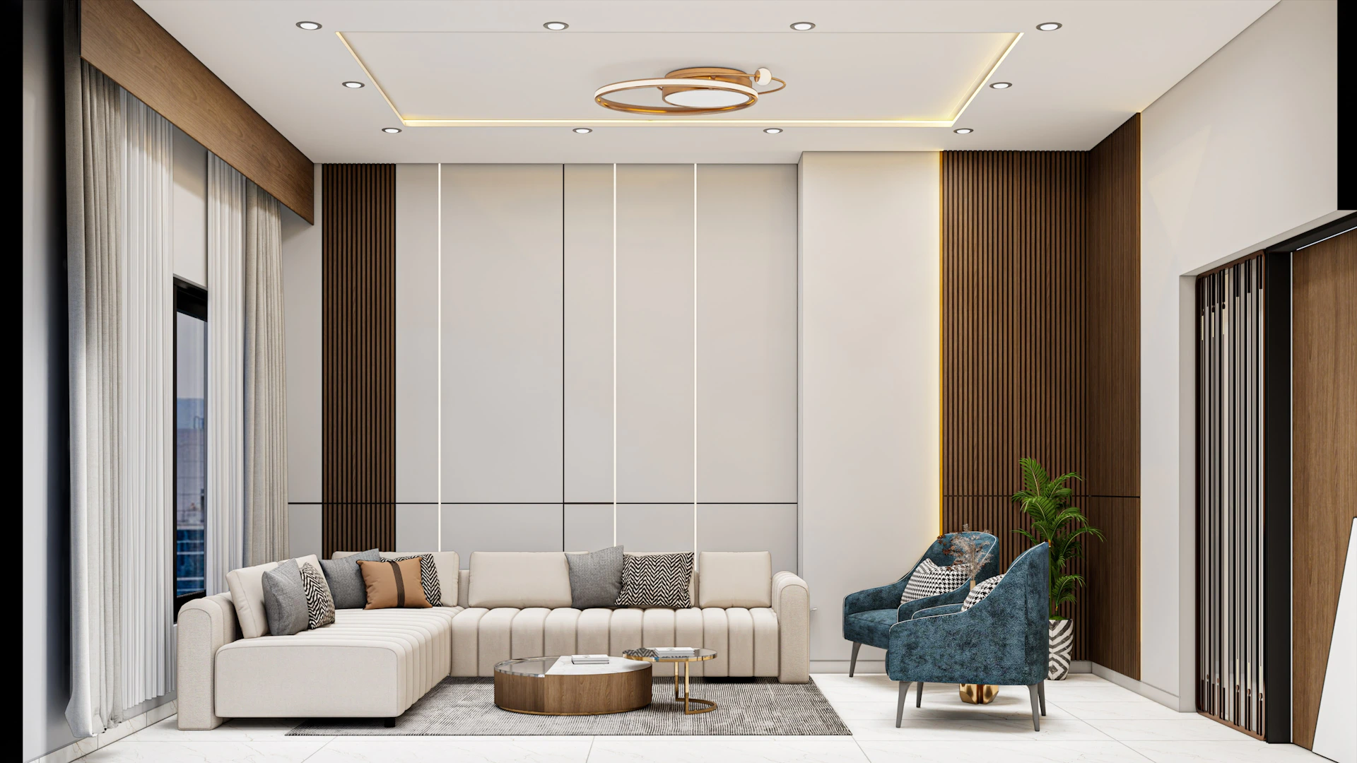 A living room with a couch a chair and a table