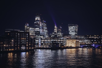 A view of the city of london at night