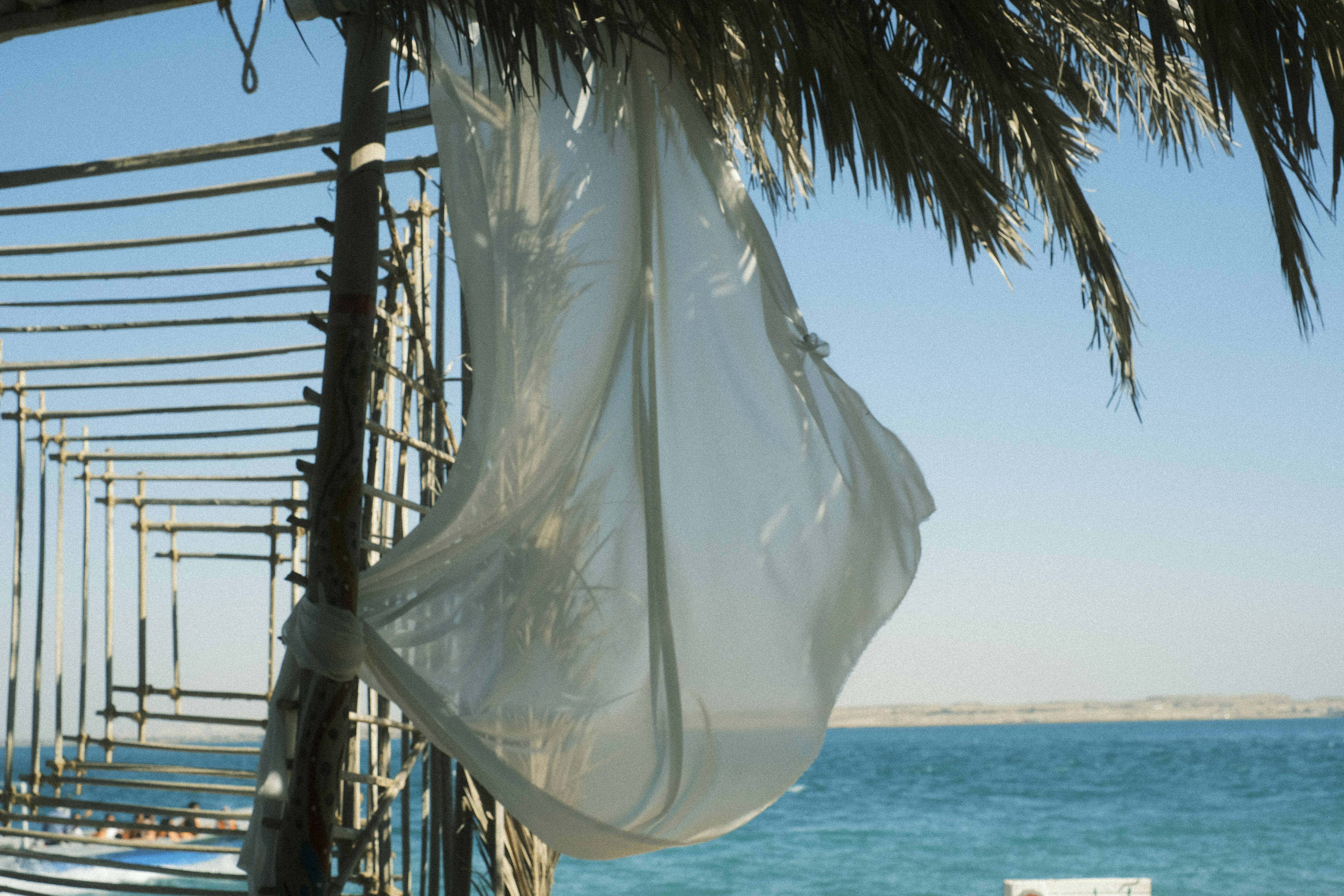 A view of the ocean from a beach