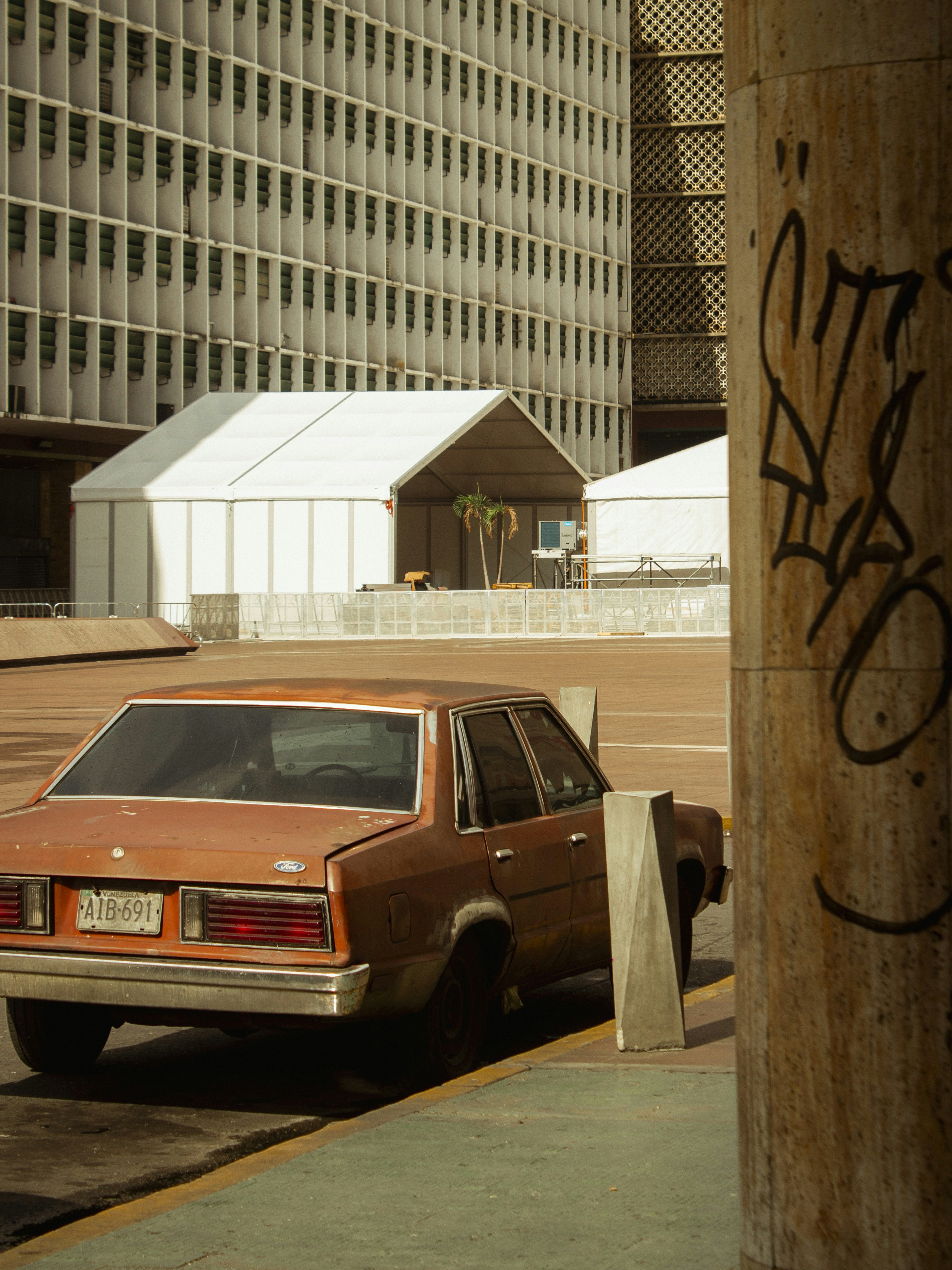 A car parked on the side of the road