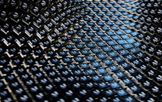 A close up view of a blue and black fabric