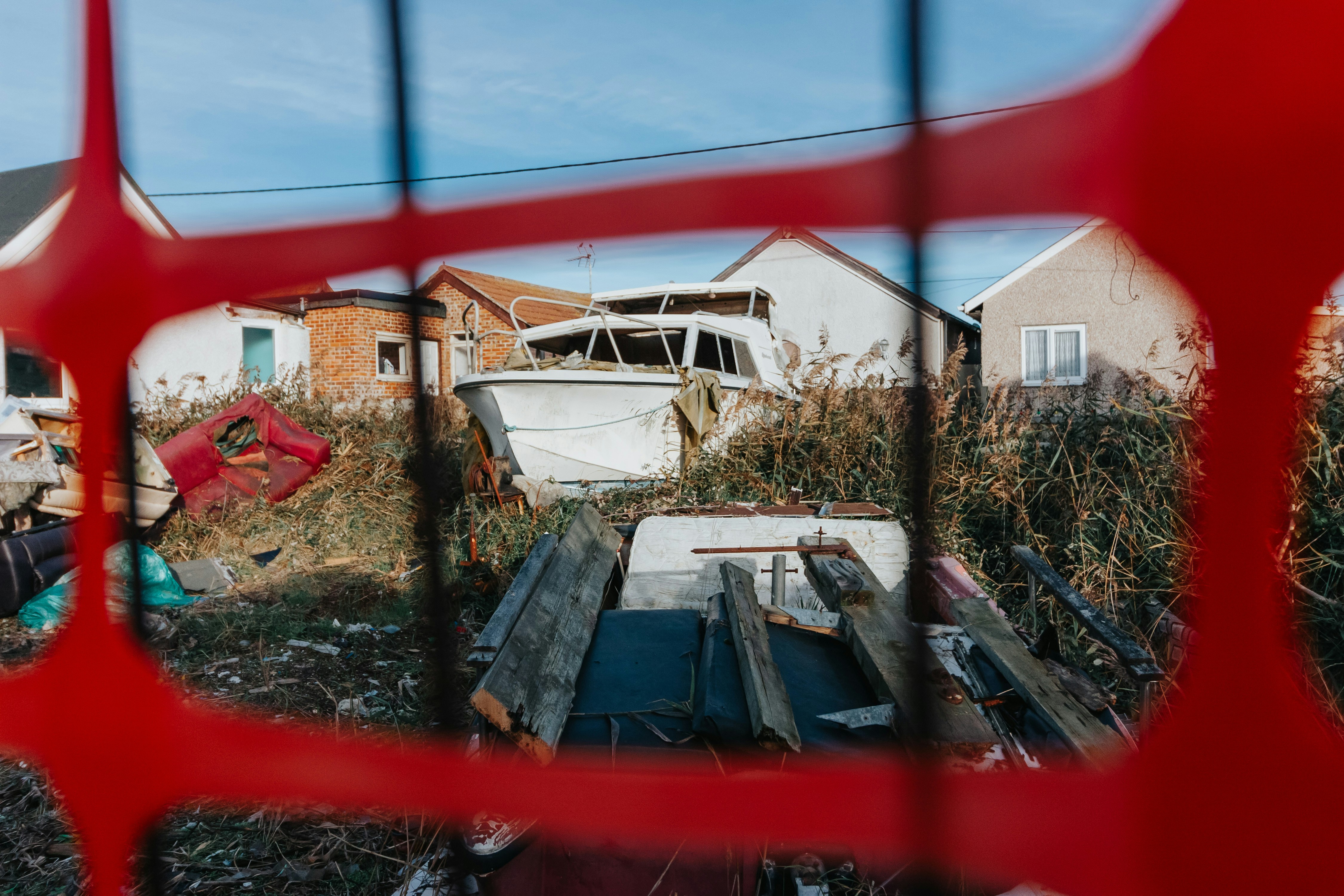 A reflection of a house in a mirror