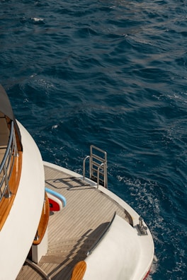 A view of the bow of a boat in the water