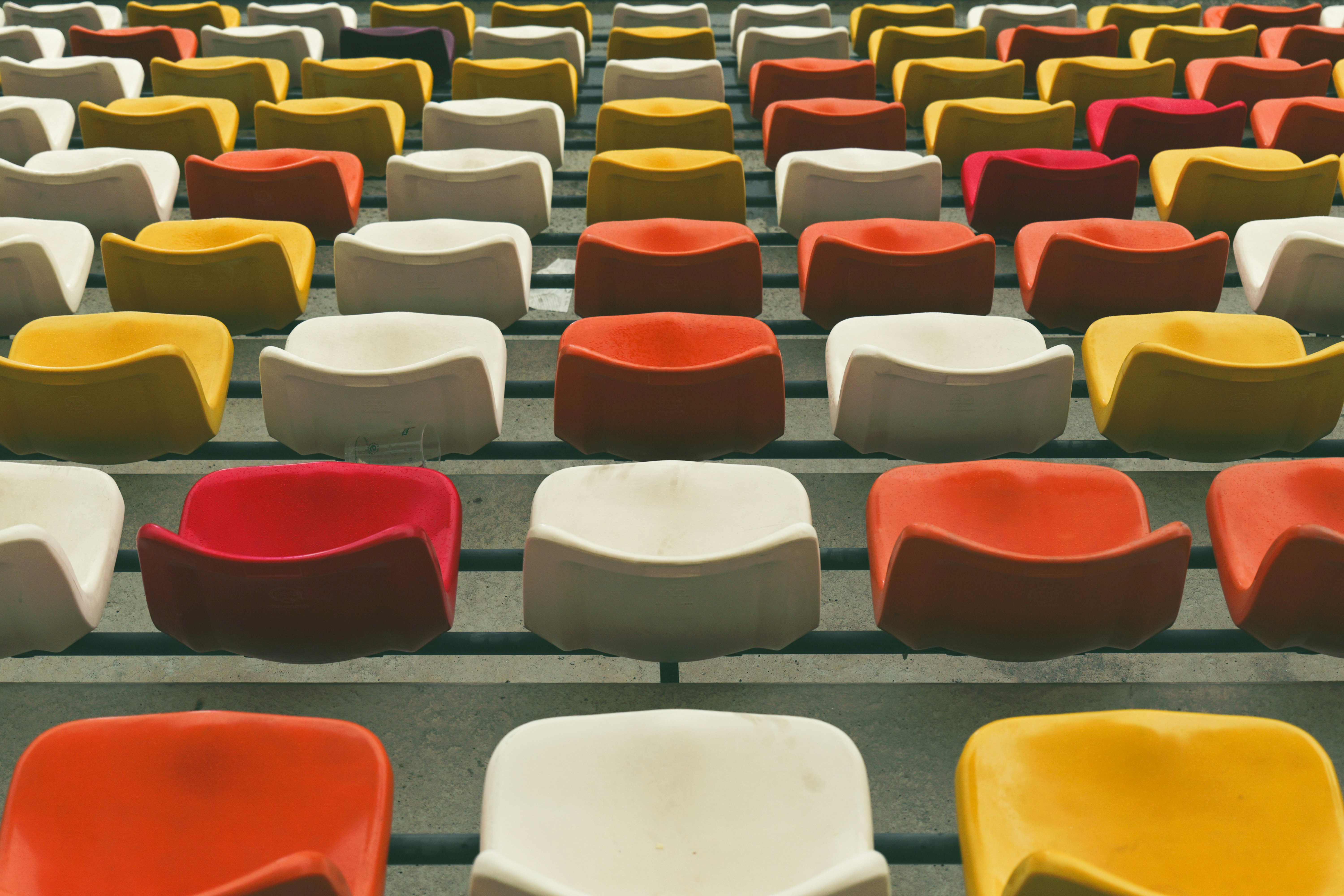 A row of empty seats in a stadium