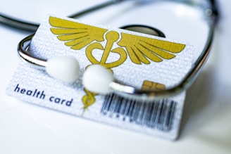 A card with a stethoscope on top of it