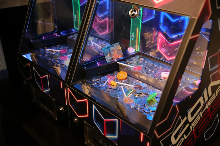 Close up of a coin-op pinball machine