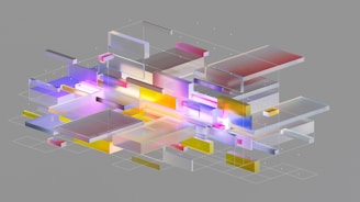 A computer generated image of a multicolored object