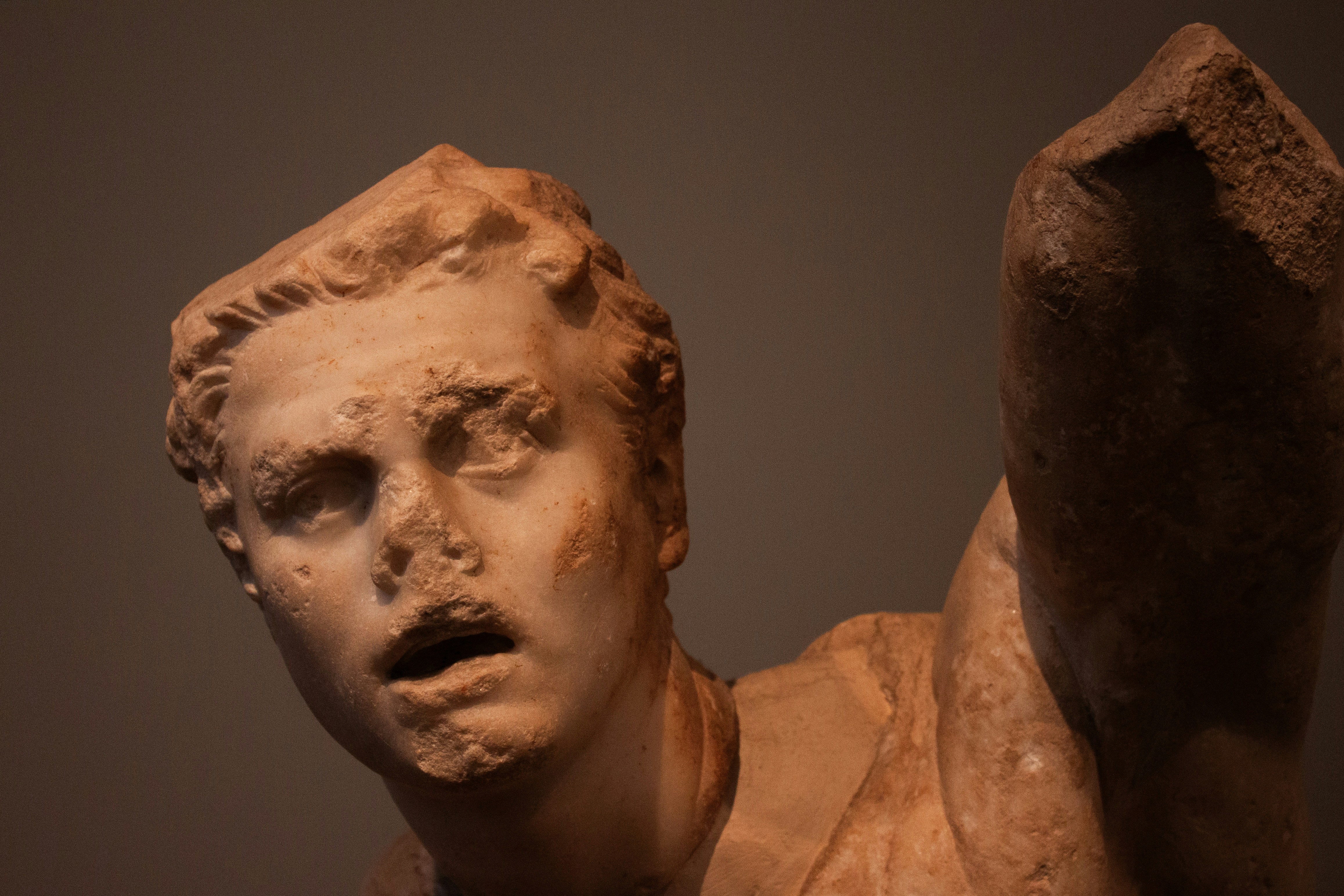 A close up of a statue of a person