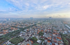 An aerial view of a city with lots of buildings