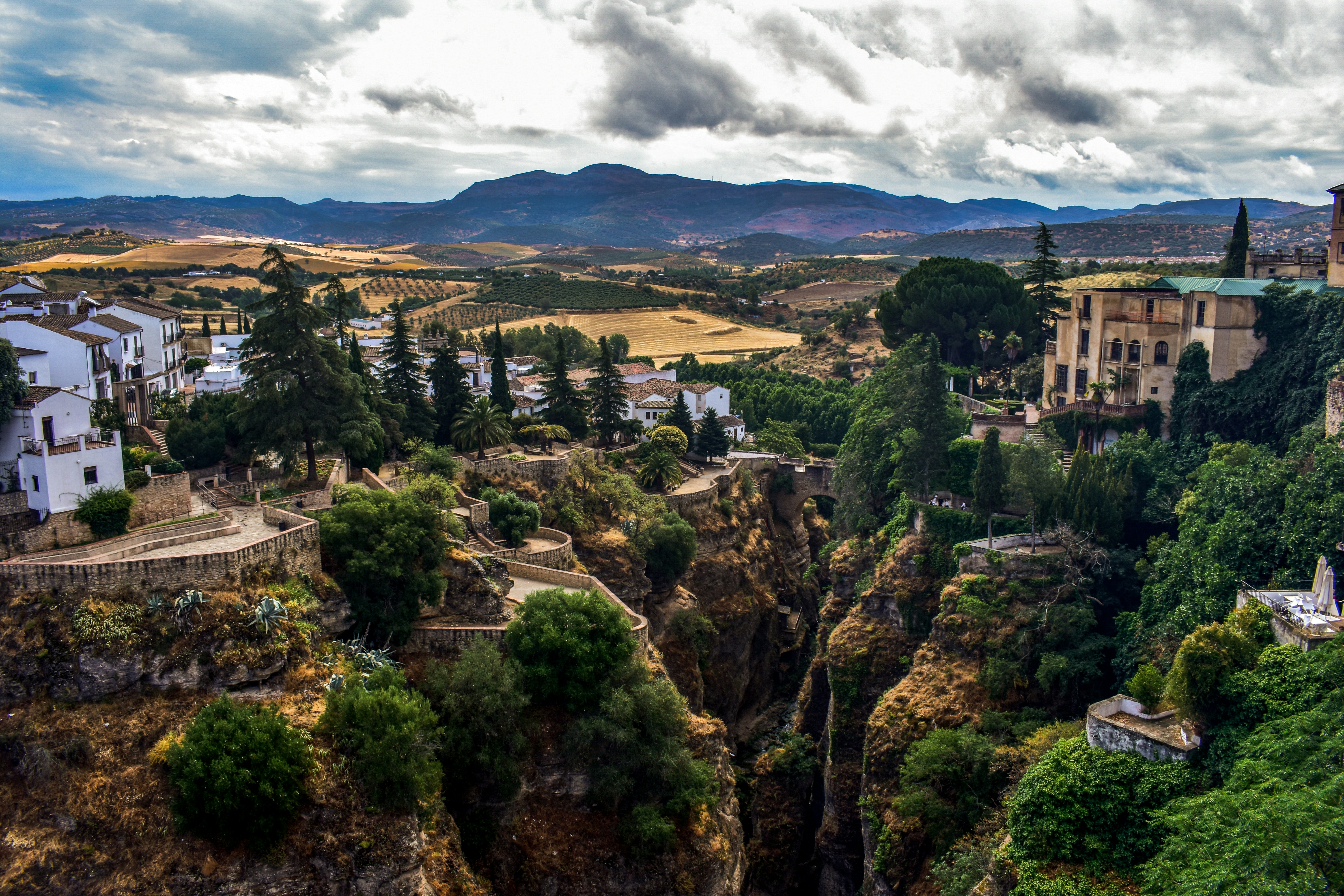 Landscape · A scenic view of a village on a cliff