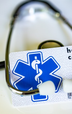 A card with a medical symbol on it