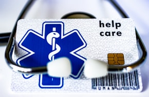 A card with a stethoscope attached to it