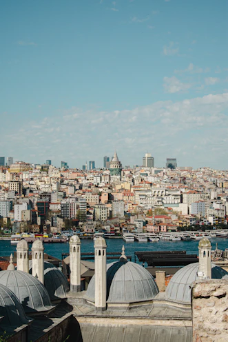 A view of a city from the top of a hill