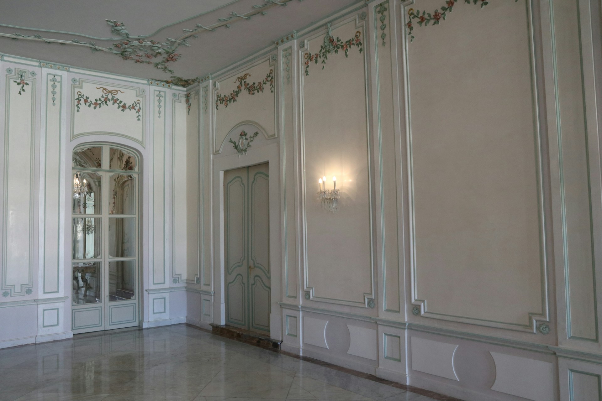 A large room with a lot of white walls