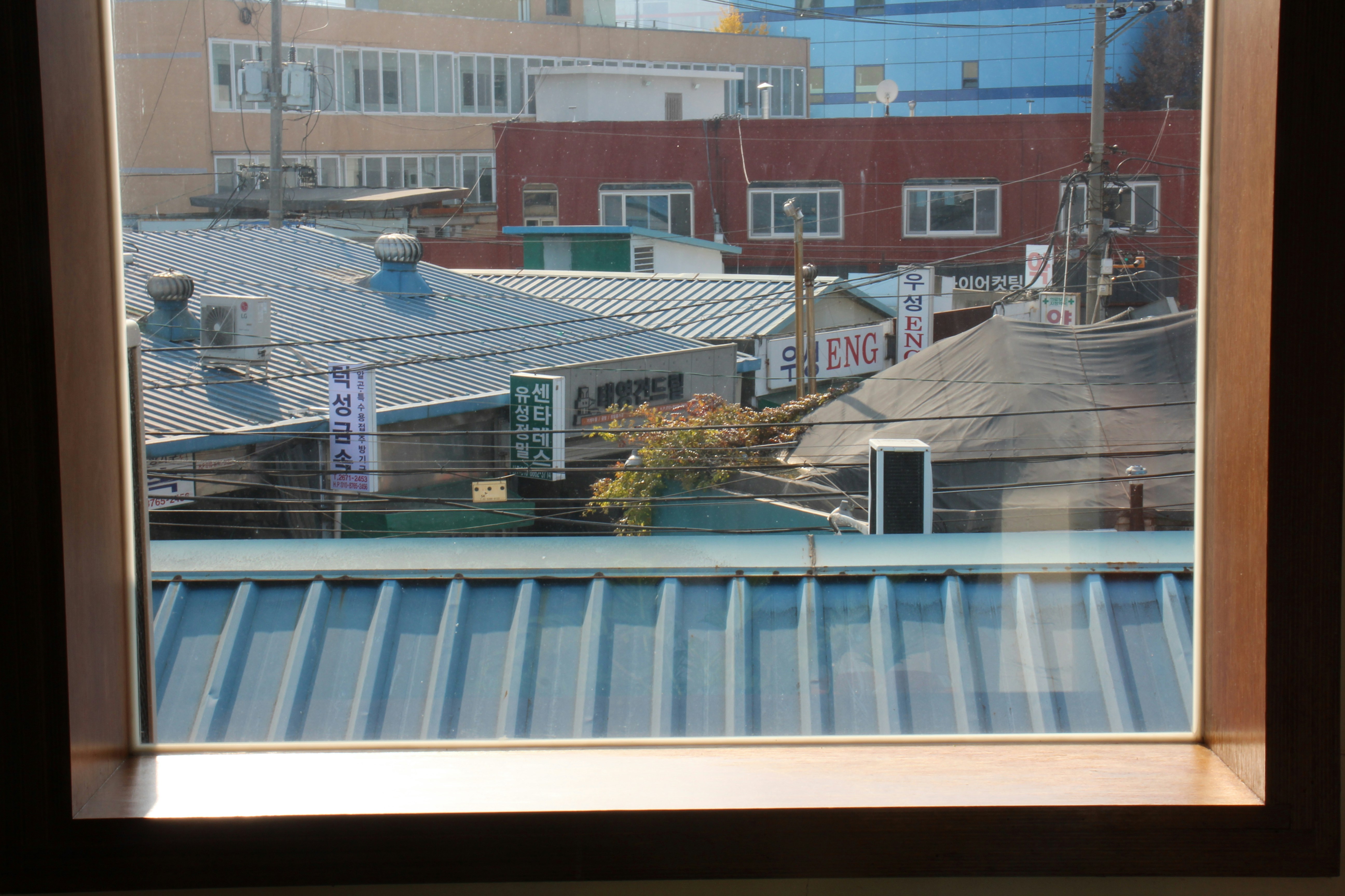 A view of a city from a window