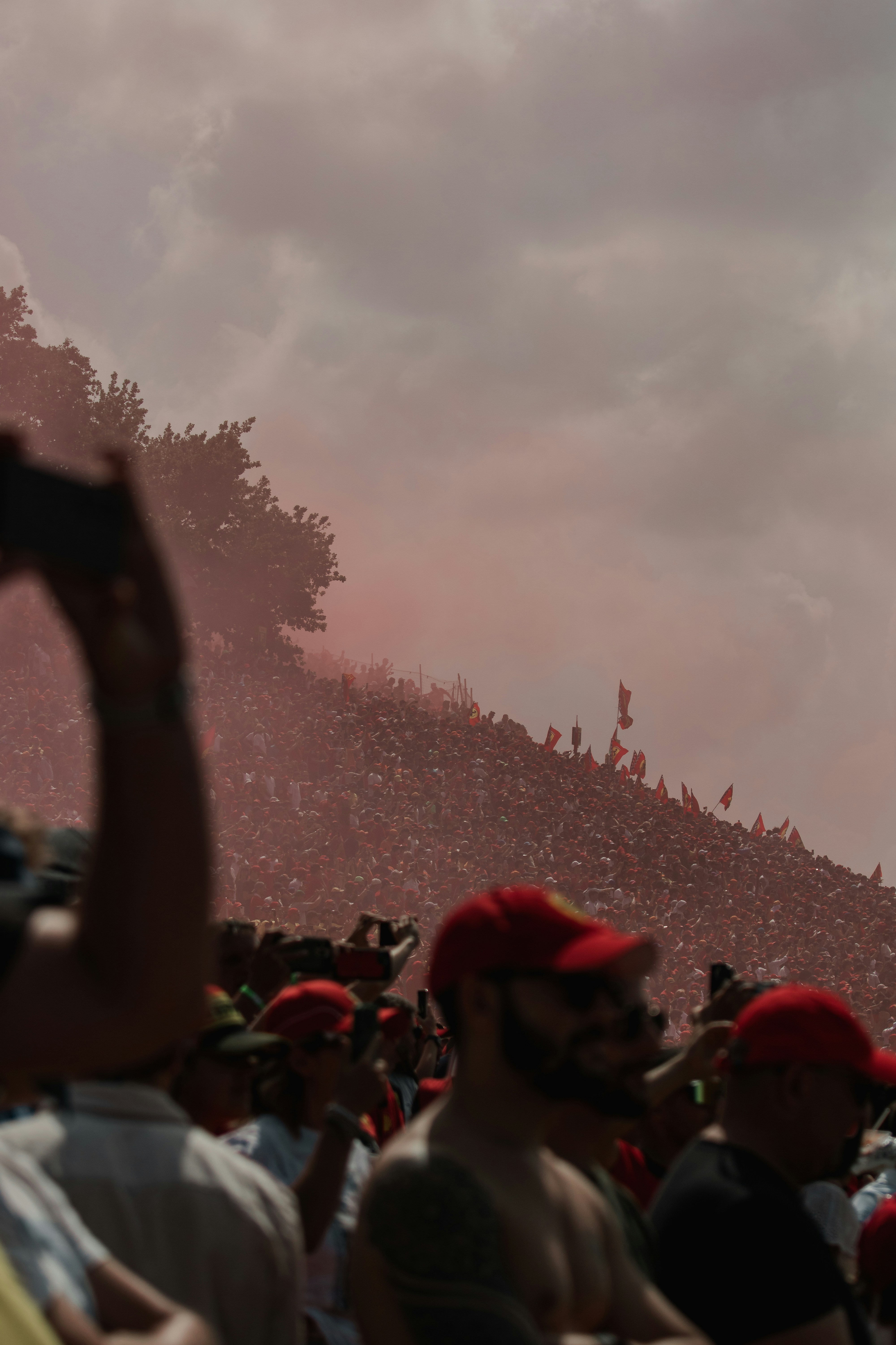 Fans reacting to a thrilling football game