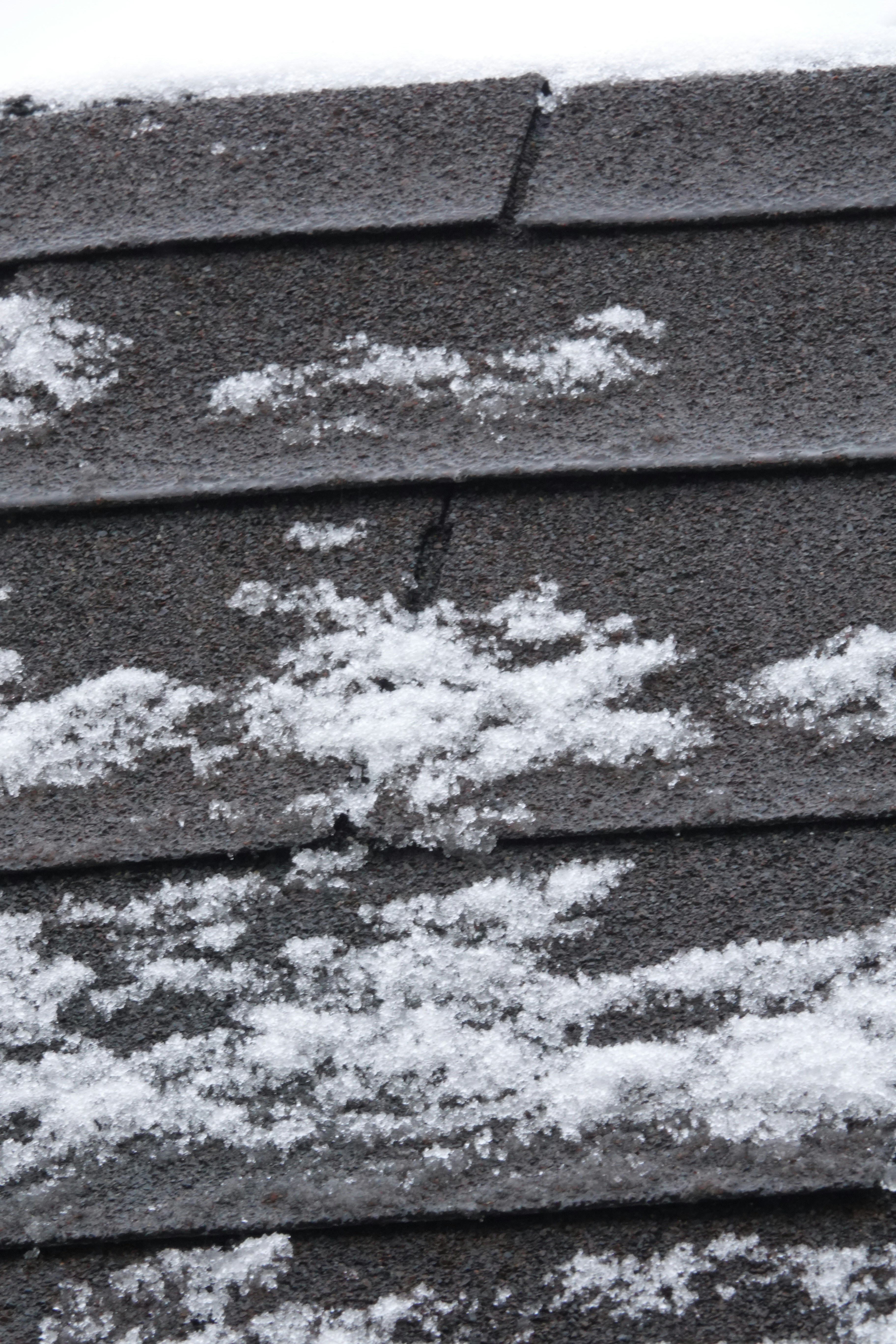Snow is on the roof of a house