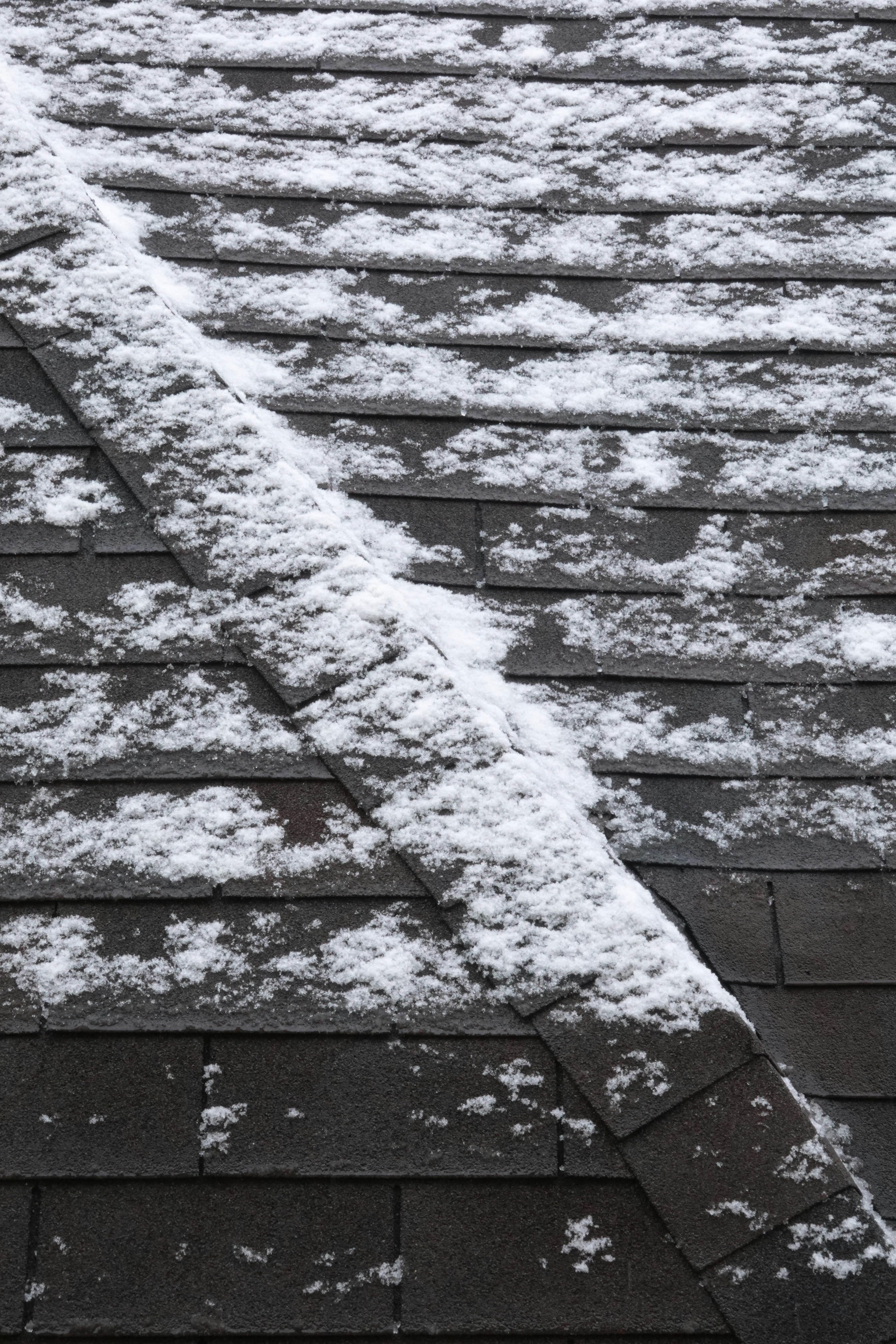 A fire hydrant covered in snow on top of a roof