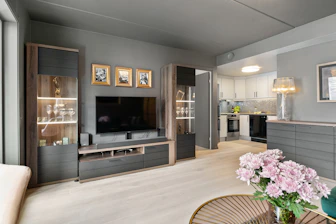A living room filled with furniture and a flat screen TV