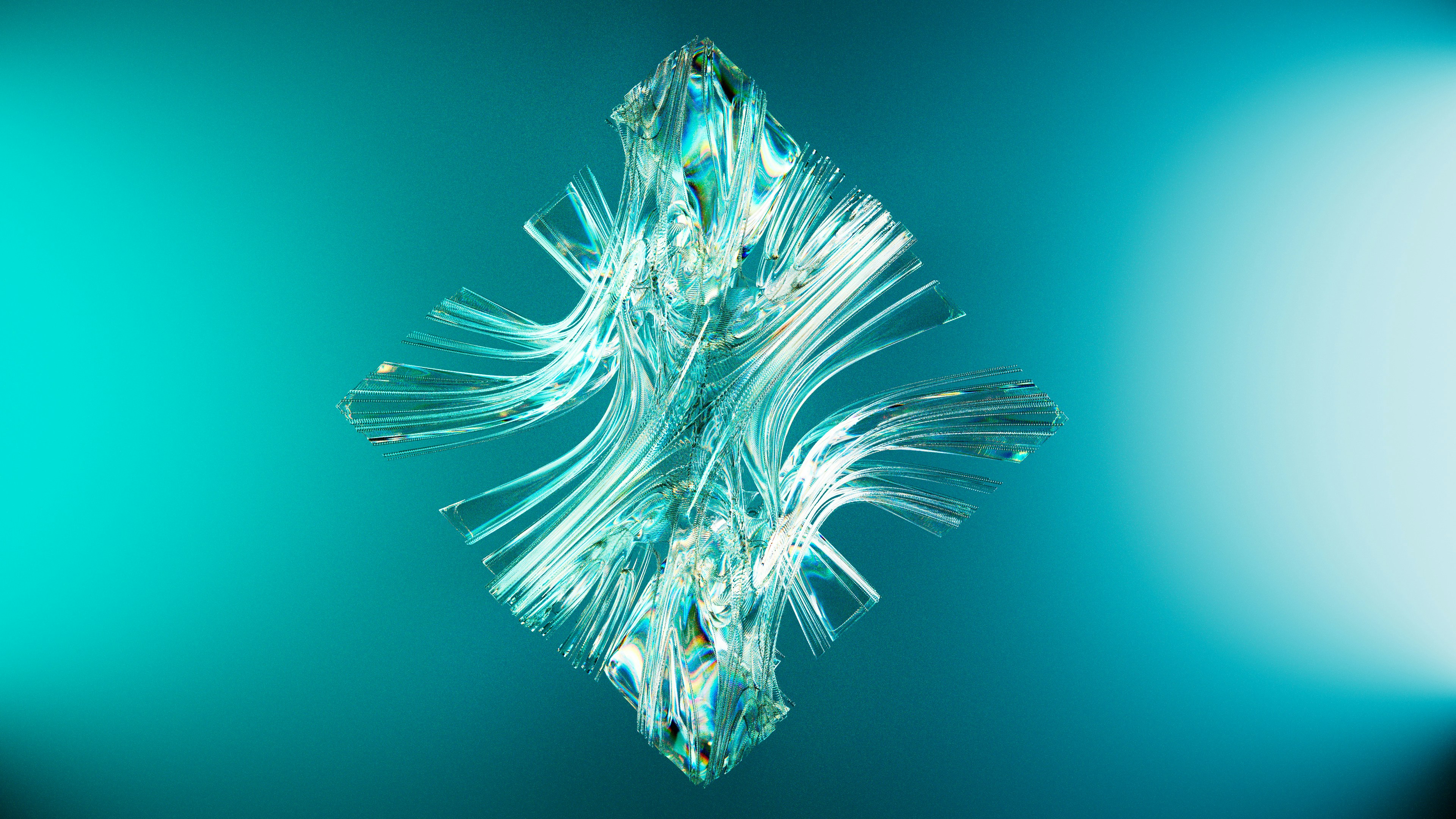 Un primer plano de un objeto de vidrio sobre un fondo azul