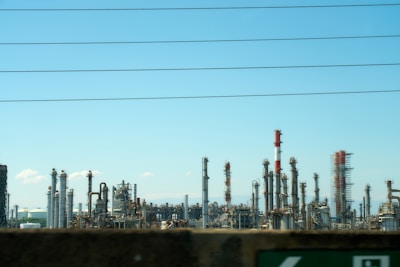 A view of an oil refinery from across the street