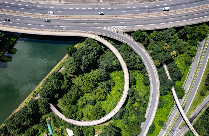 Aerial view of highway interchange