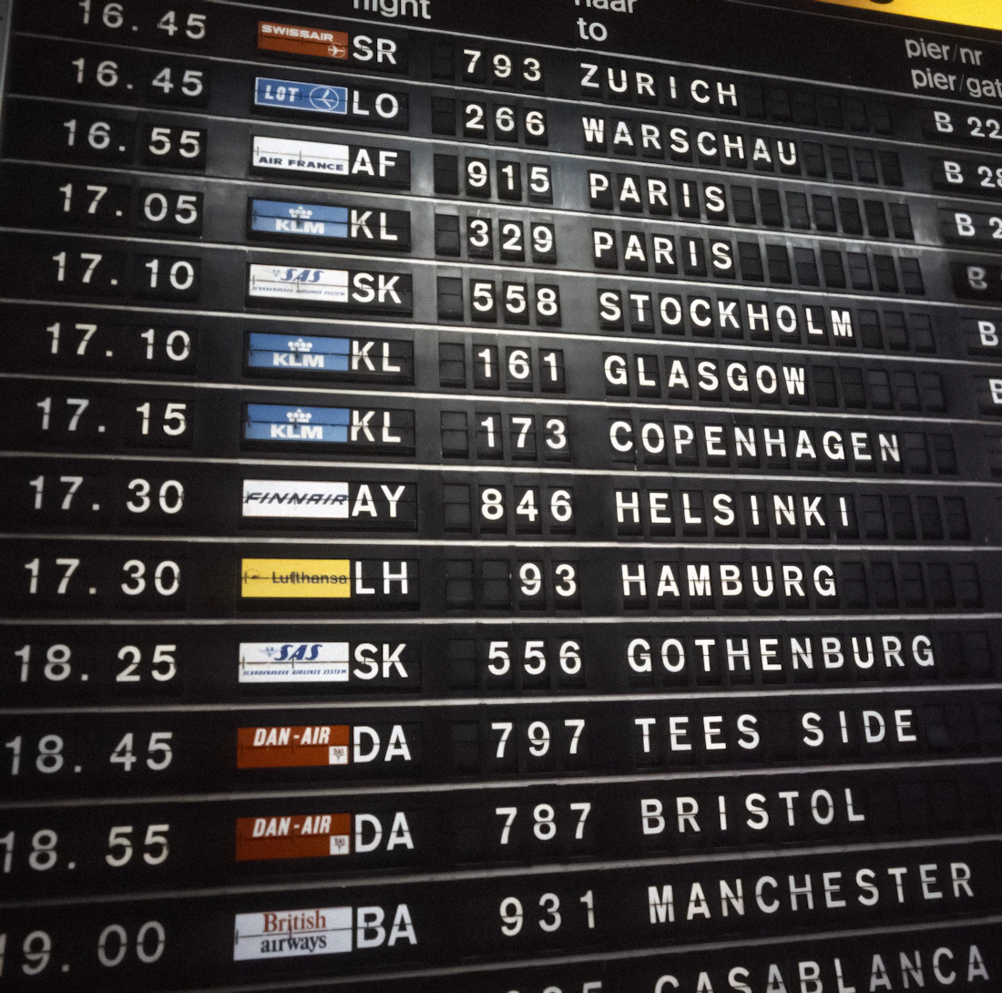 Airport departure board