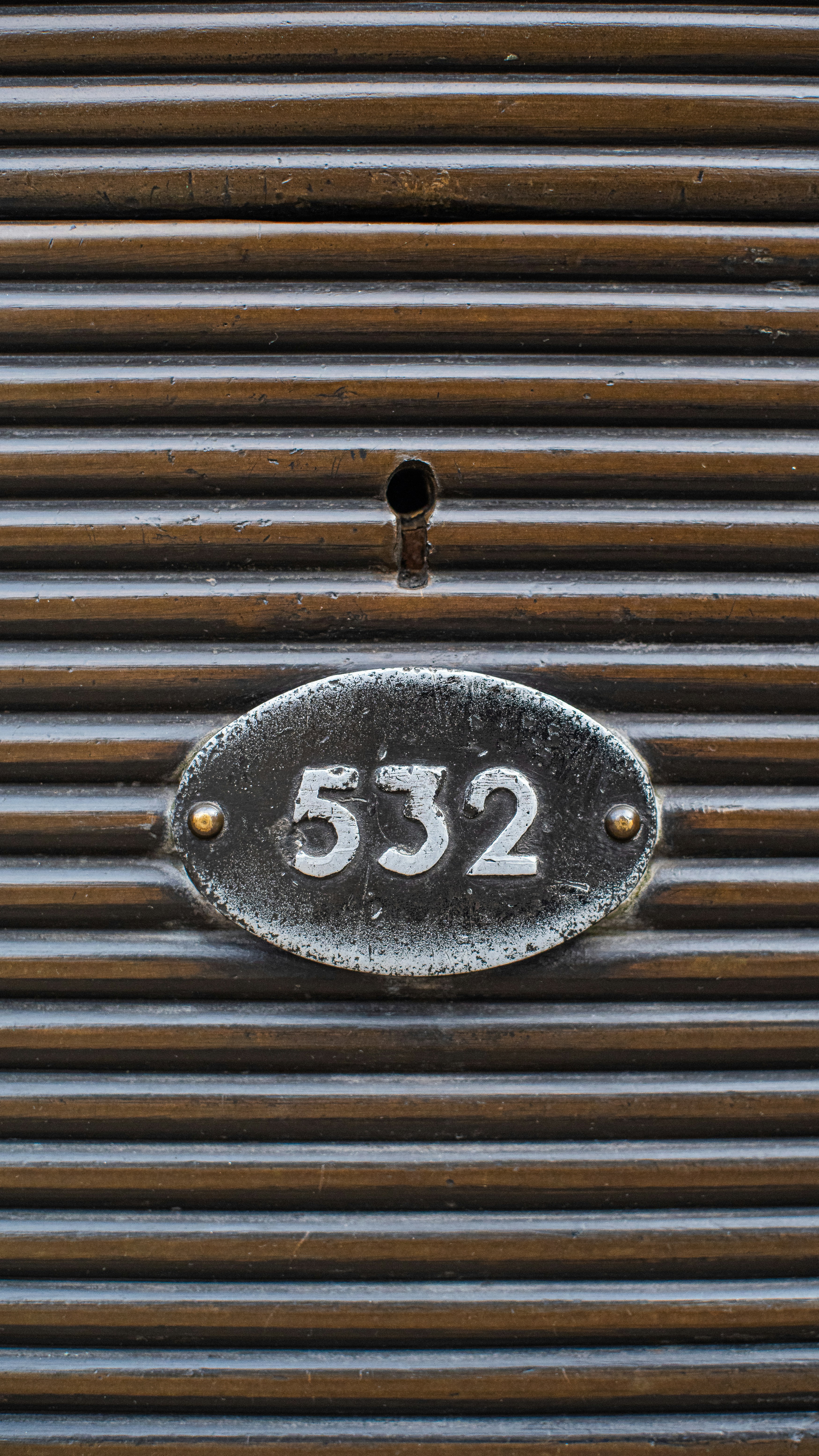The number 532 on the side of a building