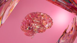 A close up of a pink brain