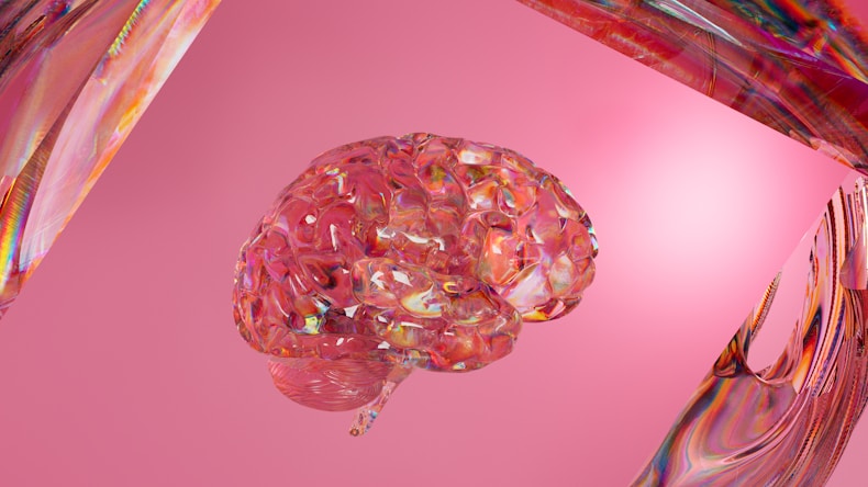 A close up of a pink brain