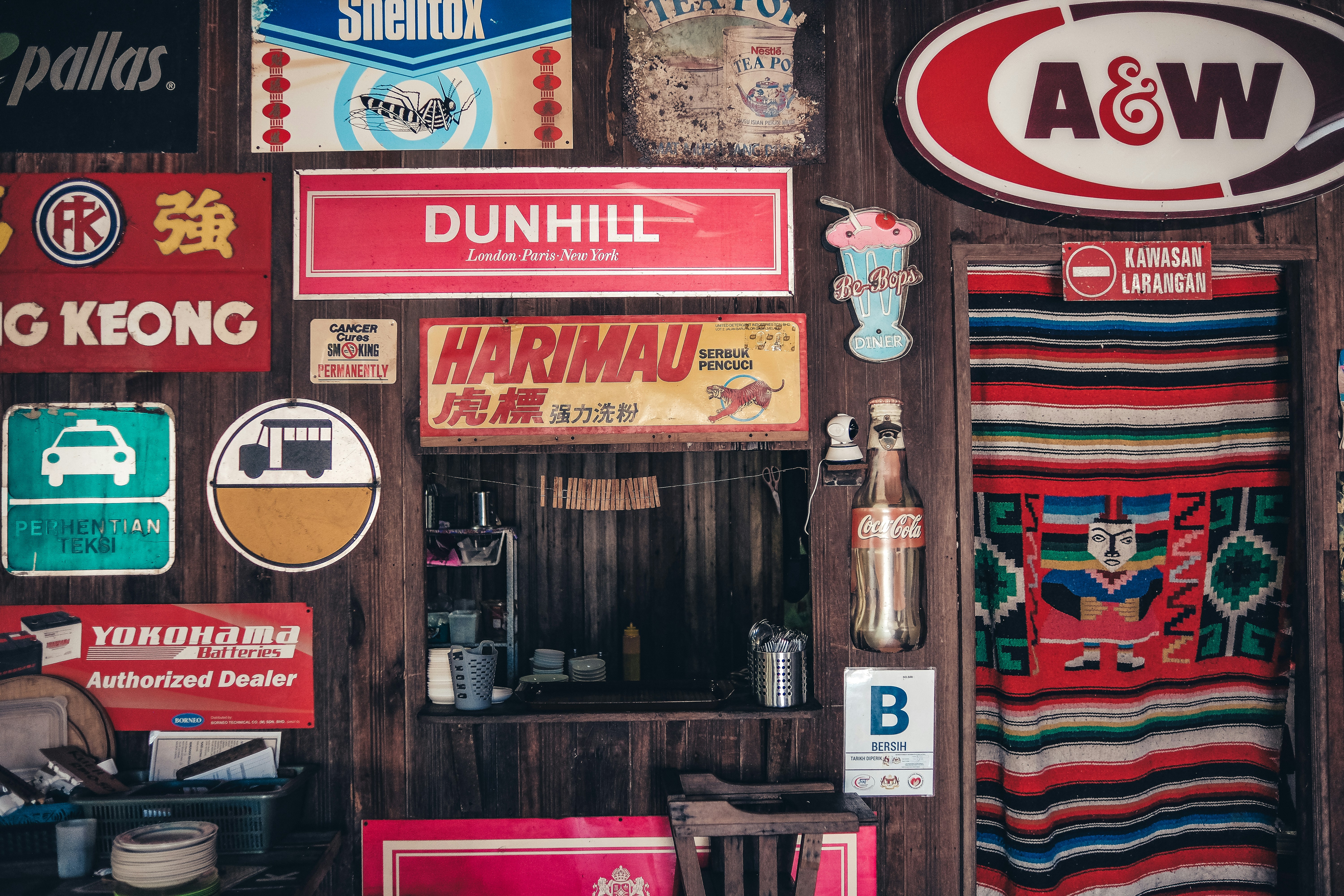 A wall covered in lots of different types of signs