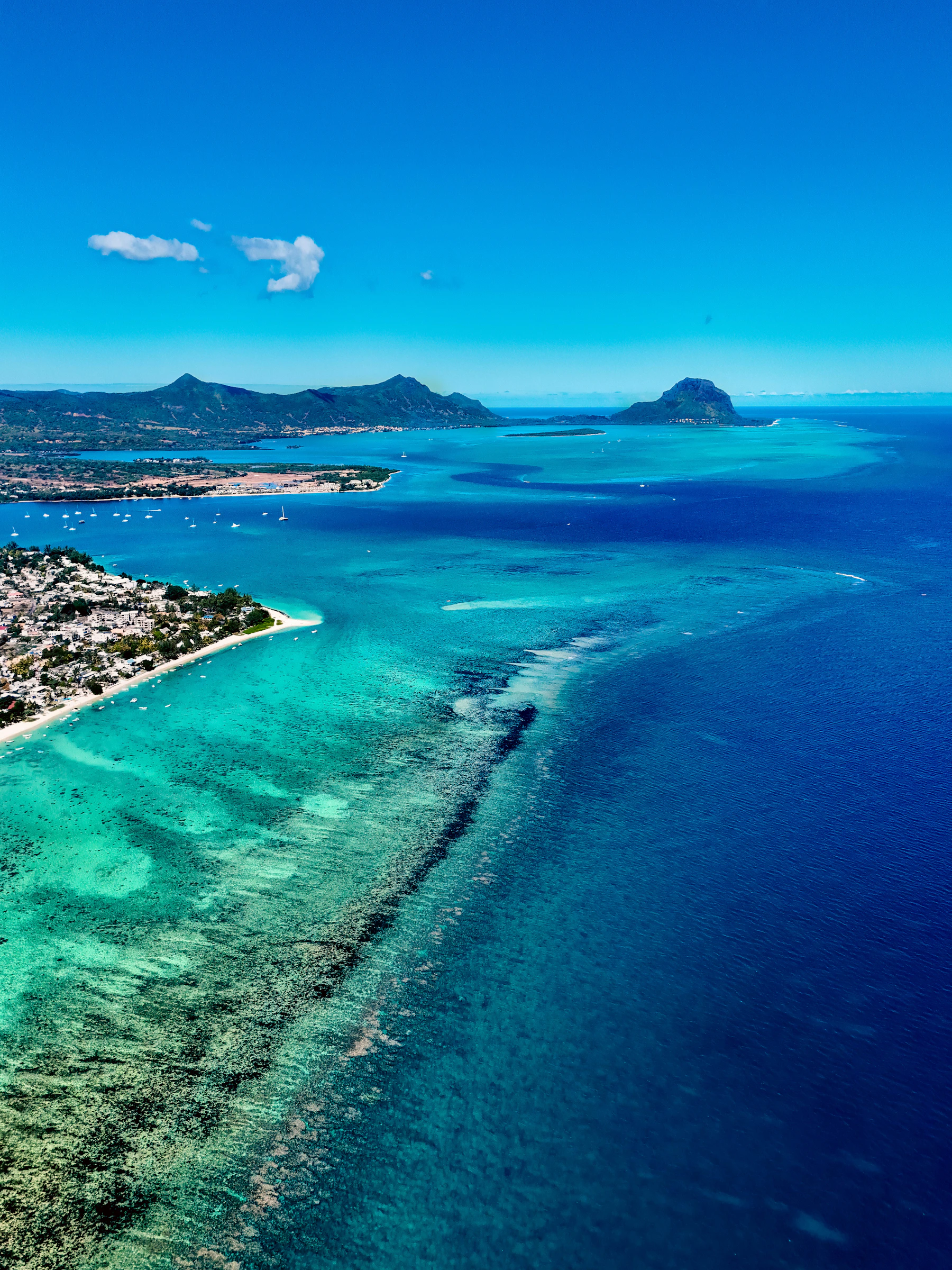 Aerial coastline in Mauritius