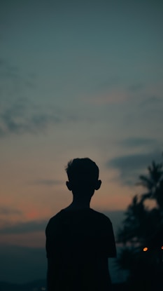 A silhouette of a person standing in front of a sunset