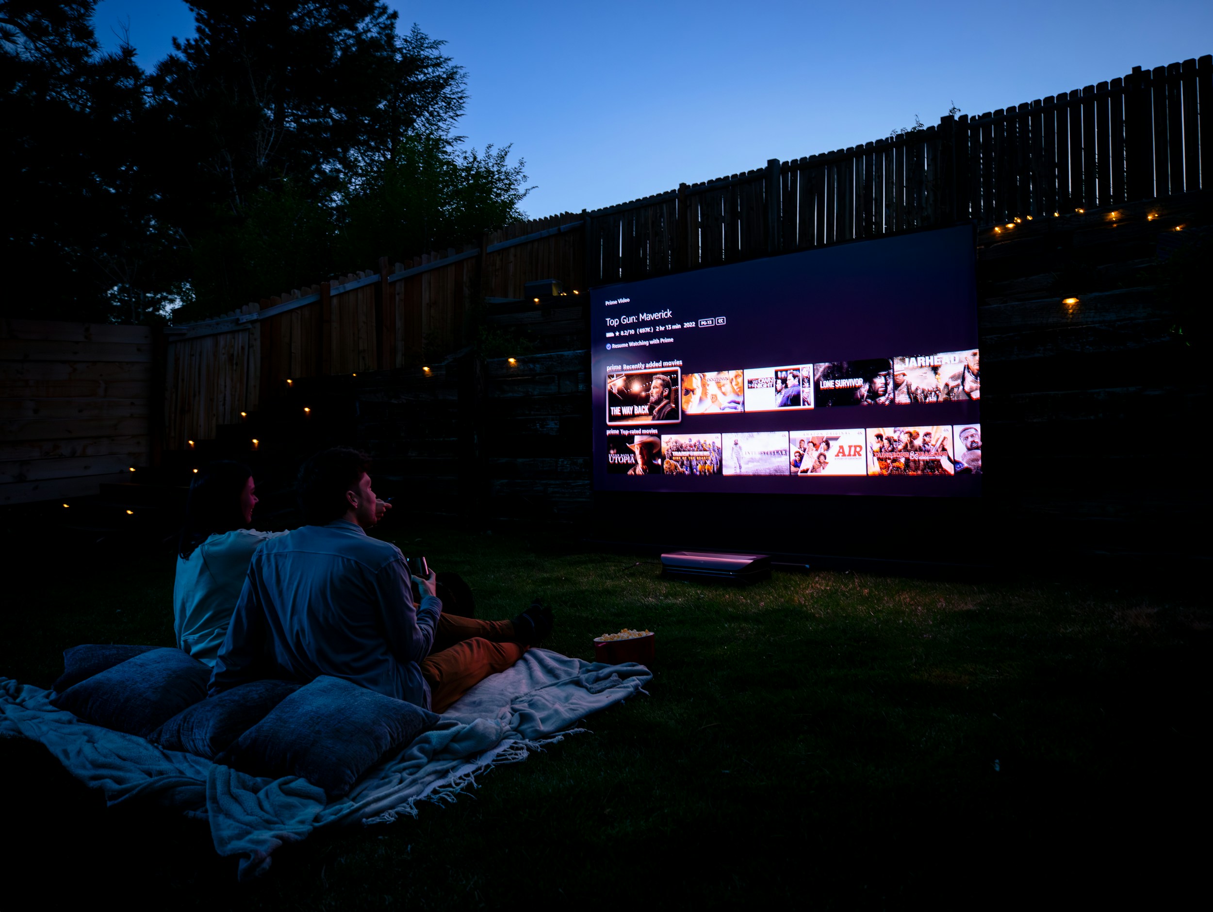 outdoor cinema screen crowd night