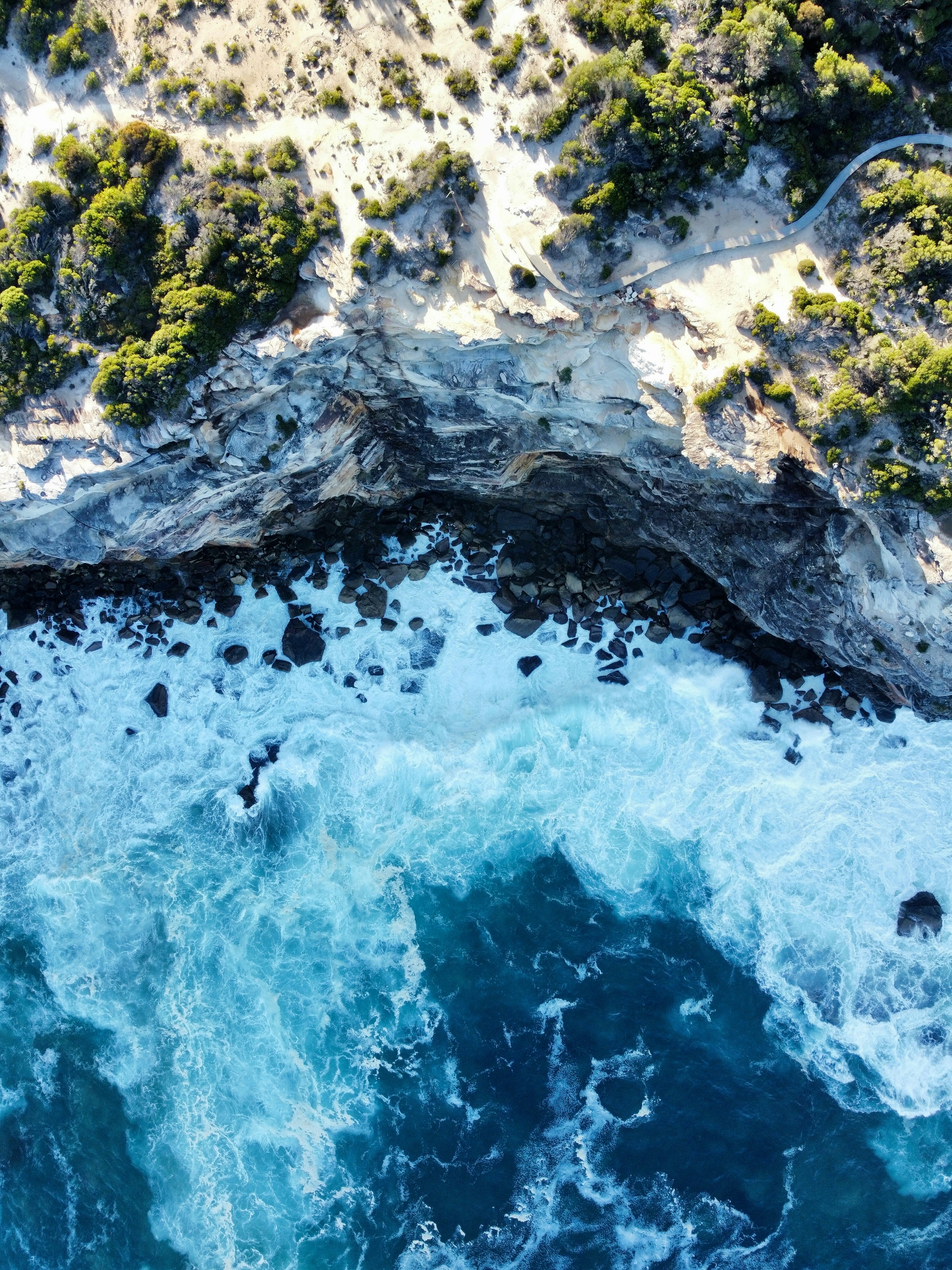 An aerial view of a body of water