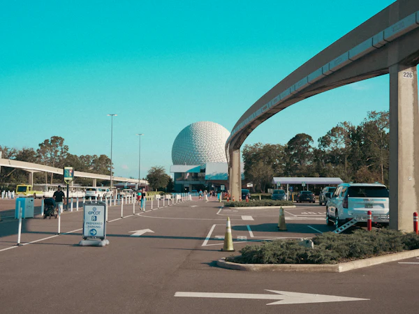 Clean outdoor car park with available spaces