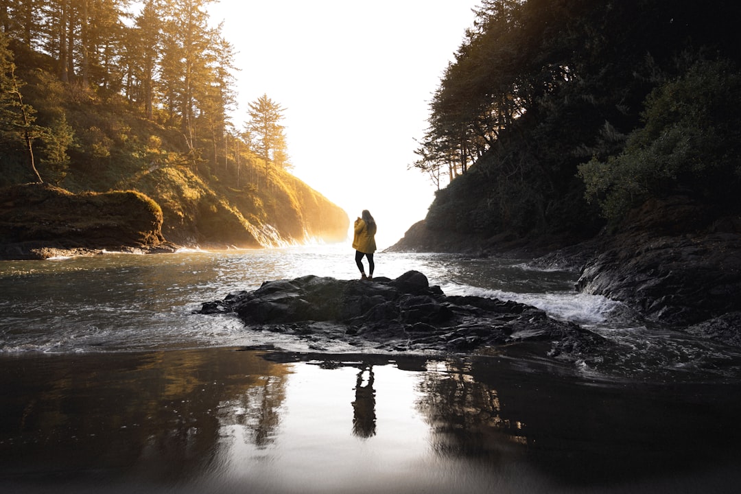 A person standing on a rock in the middle of a river, Wanderlust
