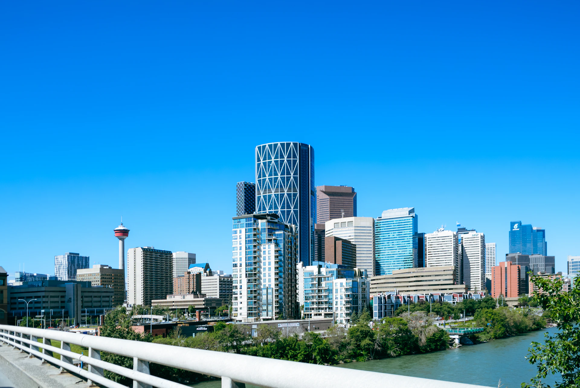 A view of a city from a bridge