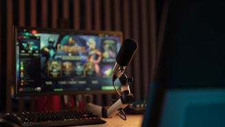 A desk with a keyboard, mouse and monitor