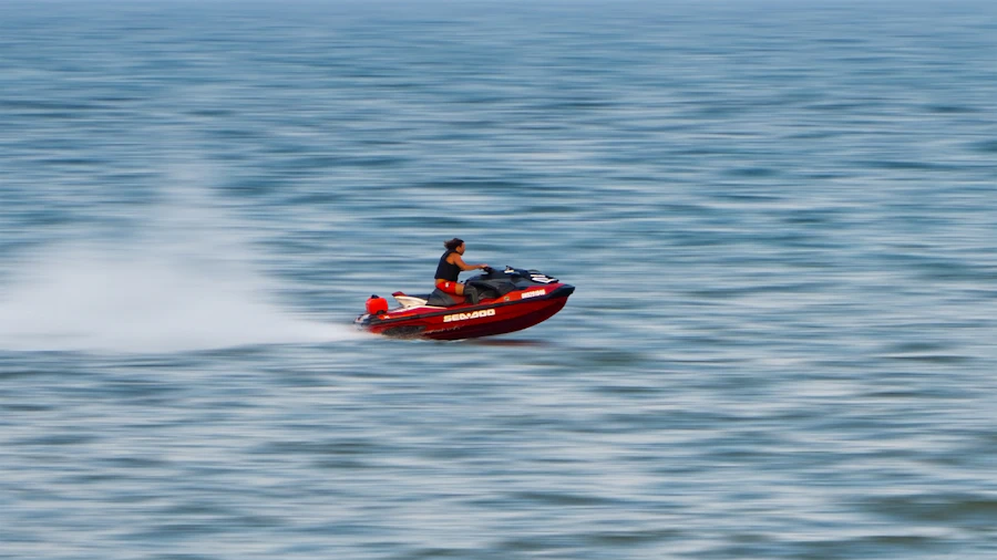 Man riding a jet ski on the water