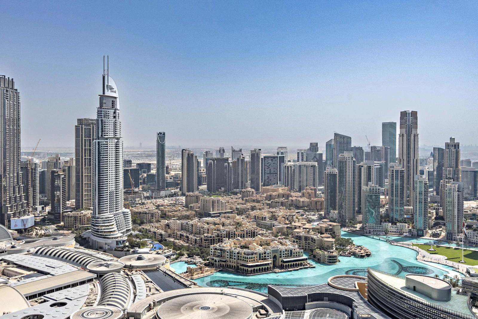 Aerial view over Downtown Dubai