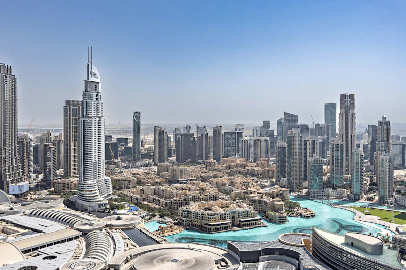 Aerial view over Downtown Dubai