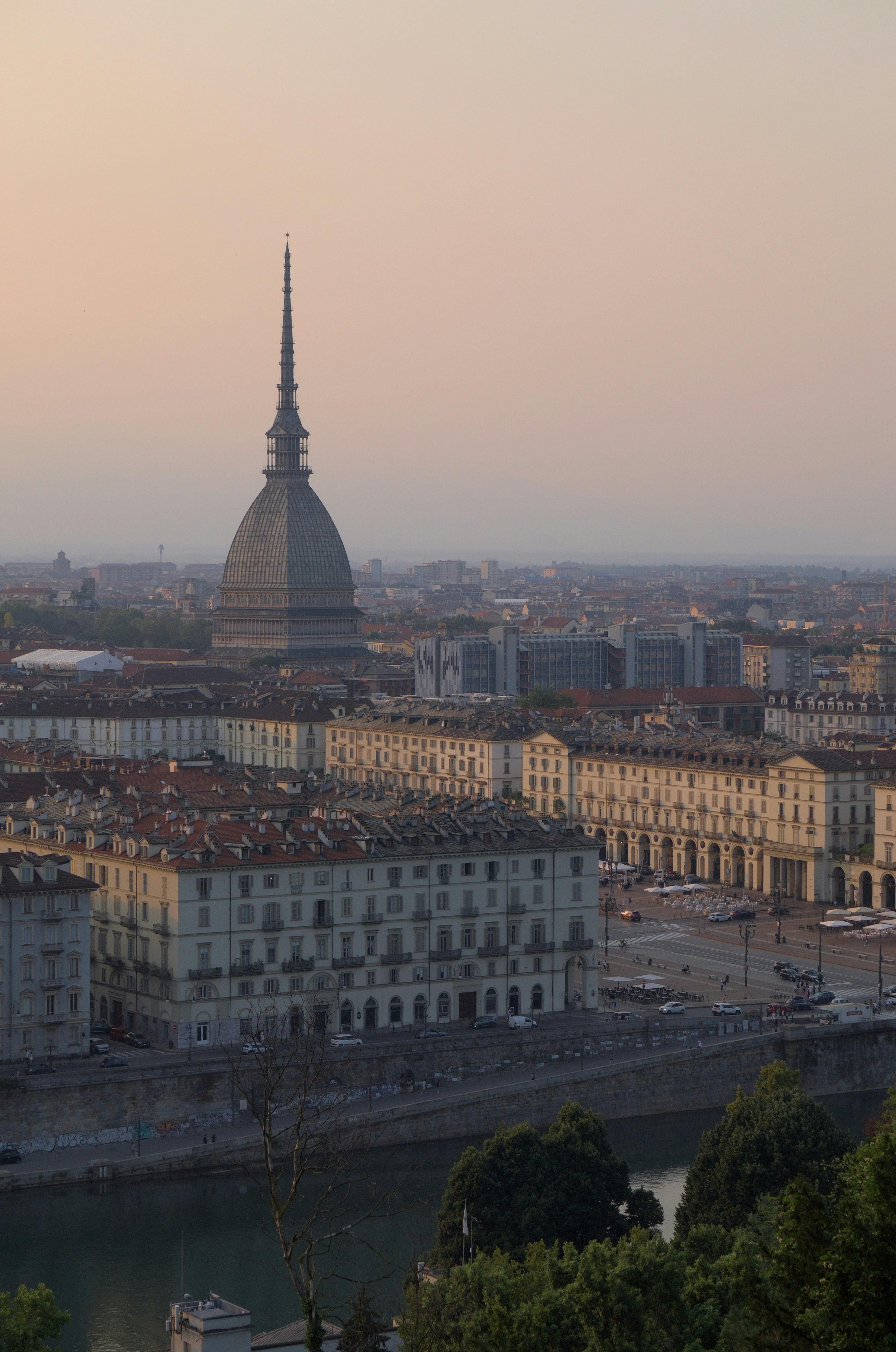 A view of a city with a river running through it