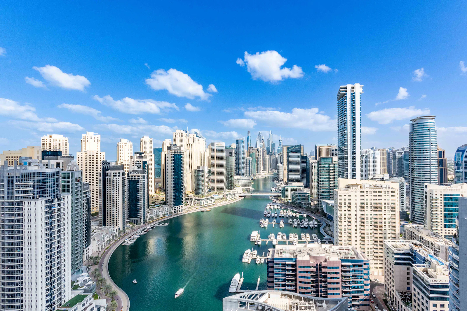 Dubai SEO services growth represented by an aerial view of Dubai Marina