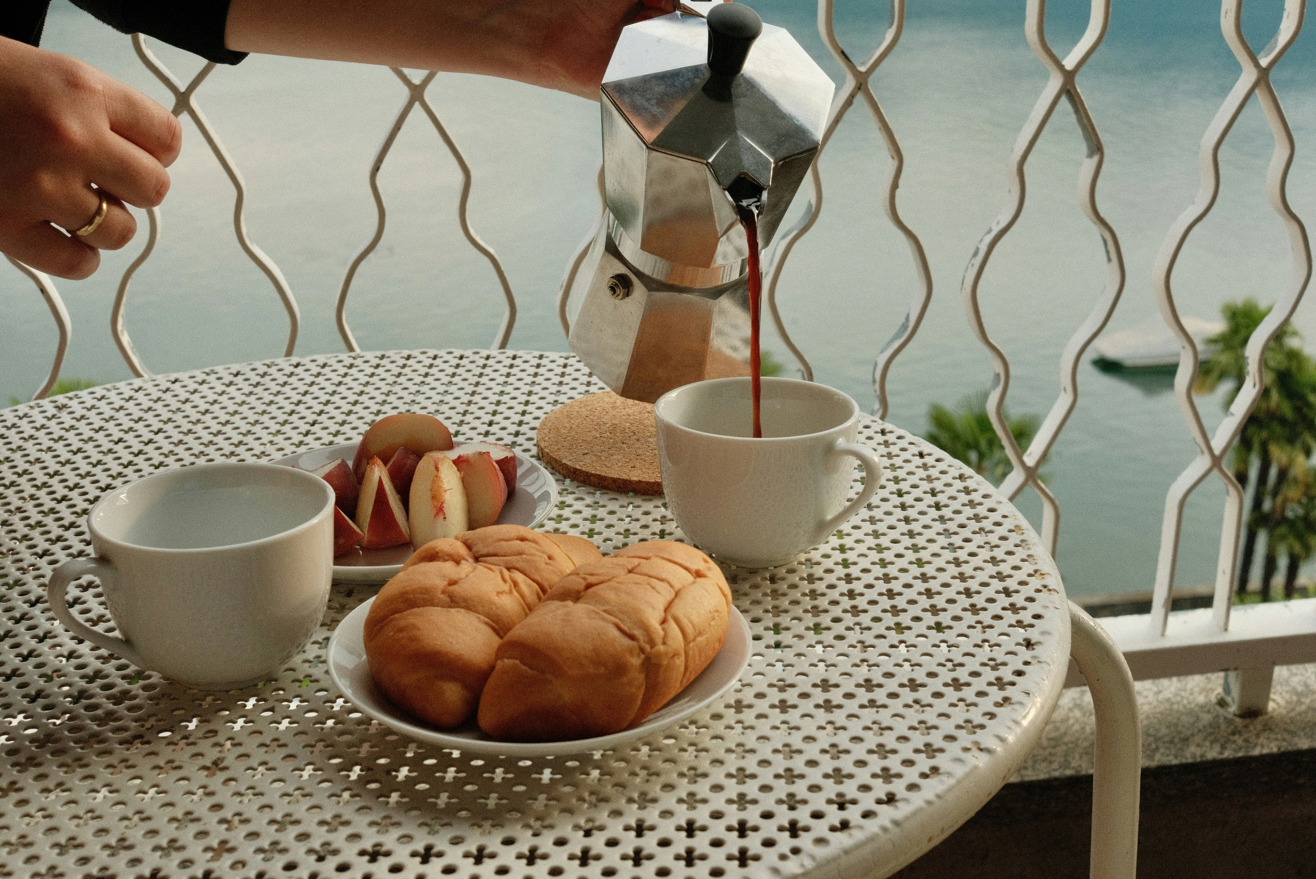 Elegant coffee and breakfast pairing