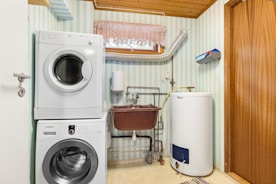 A washer and dryer in a small room